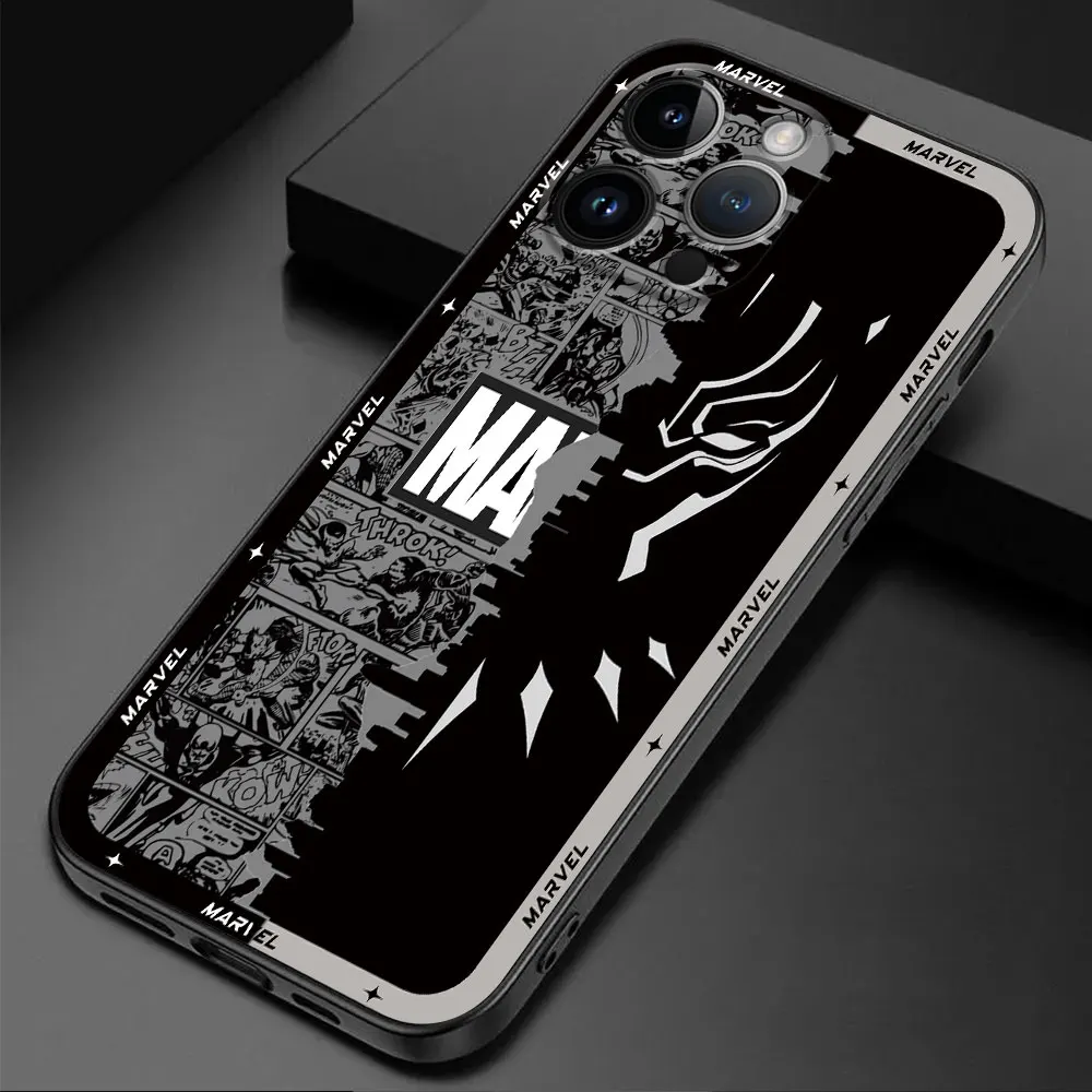 Marvel Panther Phone Case for iPhone XS X 14 15 Pro Max 13 Pro XR 11 12 Mini 8 Plus SE 12 pro Black Soft Cover Funda Luxury