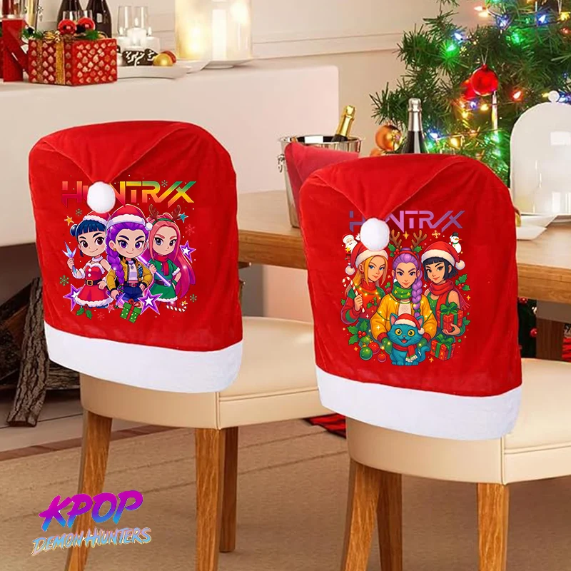 

KPop Demon Hunters Xmas Chair Cover Rumi Mira Zoey Home Table Decoration Dining Chair Cover Party Supplies Christmas Decorations