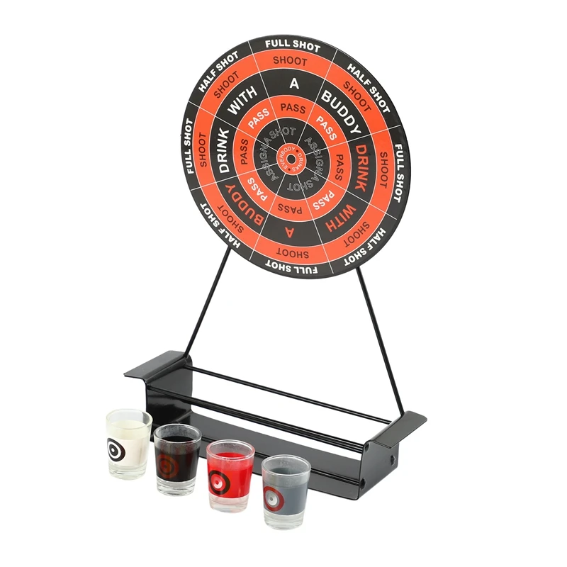 Mini Drinking Game Dart Shot Party Games Roulette Bar Game With 4 Glass Cups And 1 Target Rack Novelty Gifts