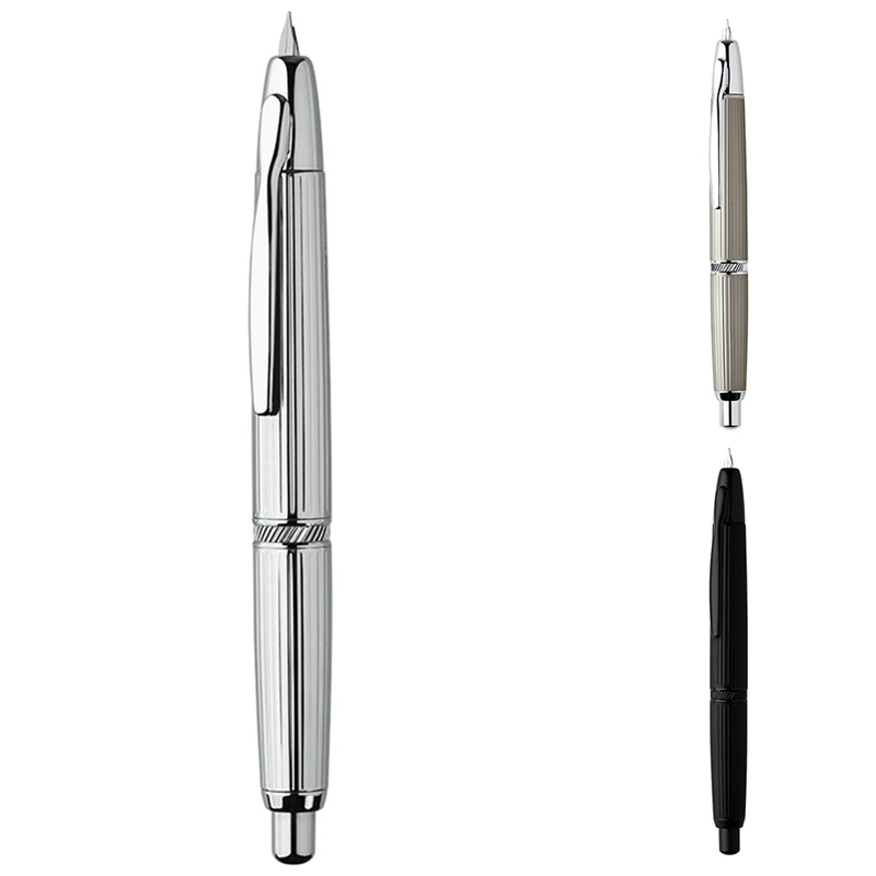 Press Retractable Fountain Pen 0.4Mm Extra Fine Nib Stripe Ink Fountain Pen For School Office Supplies Writing