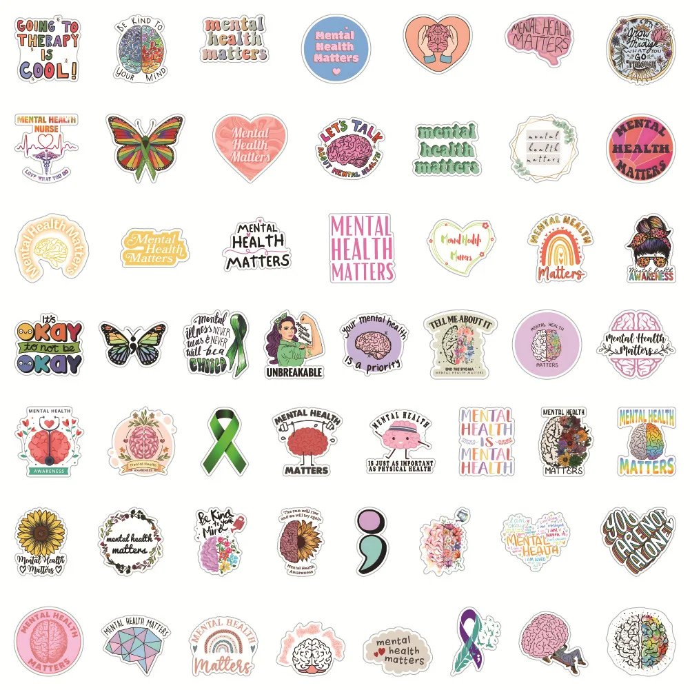 50pcs Psychological Health Stickers Waterproof Skateboard Travel Decal Motorcycles Phone Laptop Luggage Sticker