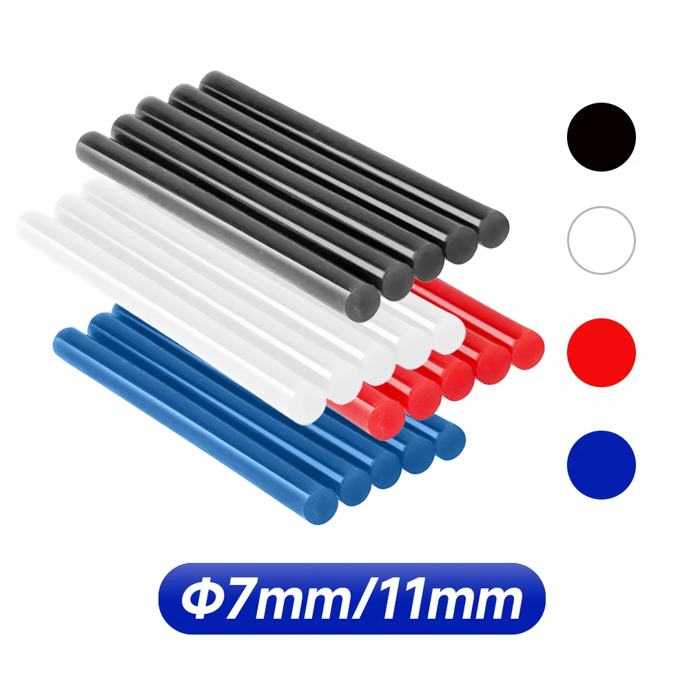 Bâtons de colle thermofusible pour bricolage, adhésif supplémentaire pour bain, accessoires de bâtons de colle pour odorchaud, transparent, noir, rouge, bleu, 7mm, 11mm, 5-100 pièces