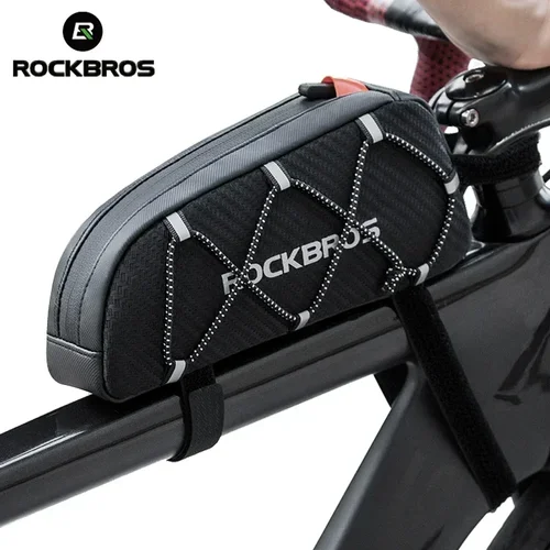 Imagen 2 del producto Bolsa de bicicleta ROCKBROS, impermeable, reflectante, tubo de marco superior frontal, bolsa de bicicleta ultraligera de gran capacidad, bolsa de alforja de ciclismo de 1L