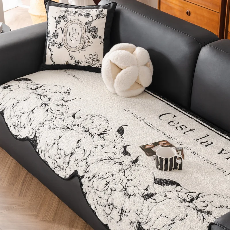 EIFLOY-Irregular Couch Cover Velvet , Non Slip, Sofa Slipcover for Living Room, Chair Loveseat 3 Seater, French Style, Soft