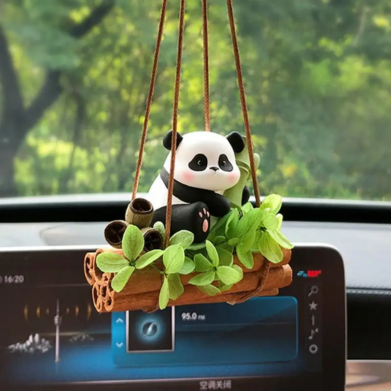 

Cute Swinging Panda Car Pendant Cartoon Hanging Ornament Rearview Mirror decoration Diffuser Stone Aromatherapy for Cars