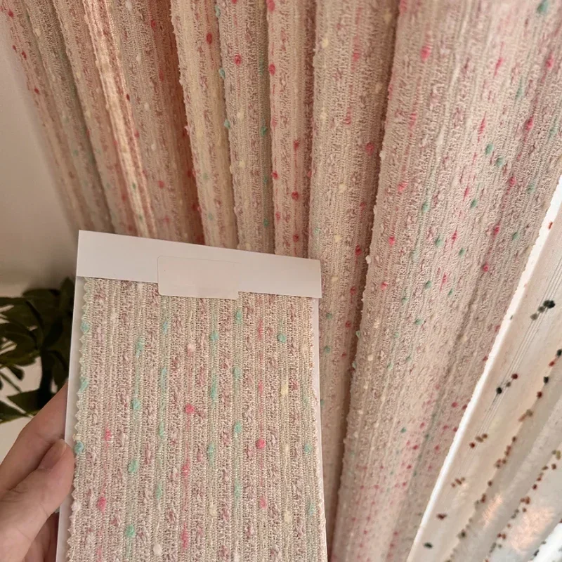لطيف الصوفية يشعر الفاصوليا الملونة الديكور طفولي الشنيل الستائر لغرفة المعيشة غرفة نوم الطعام الألوان الدافئة حجم مخصص