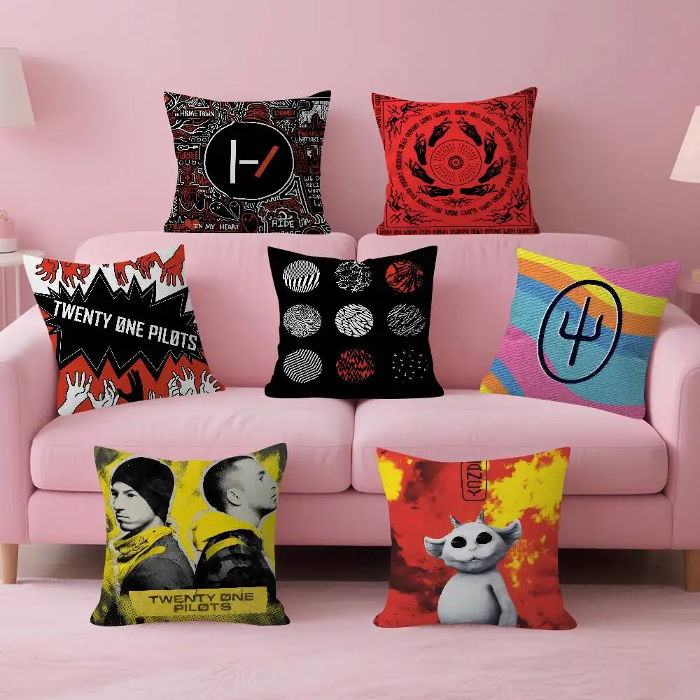 Popular T-Twenty One Pilot Band Double-sided Printed pillow cover Short plush Suitable living rooms sofas throw cushion cover