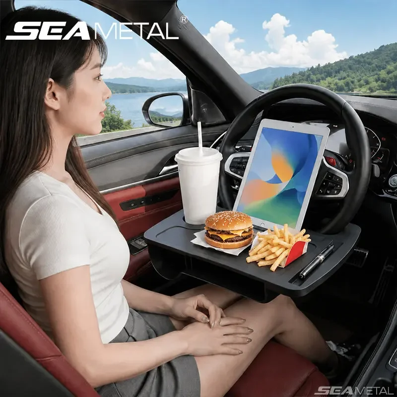 SEAMETAL Car Steering Wheel Table Universal Tray for Laptop Food Drink Holder Steers Wheels Desk Temporary Dining Table Board