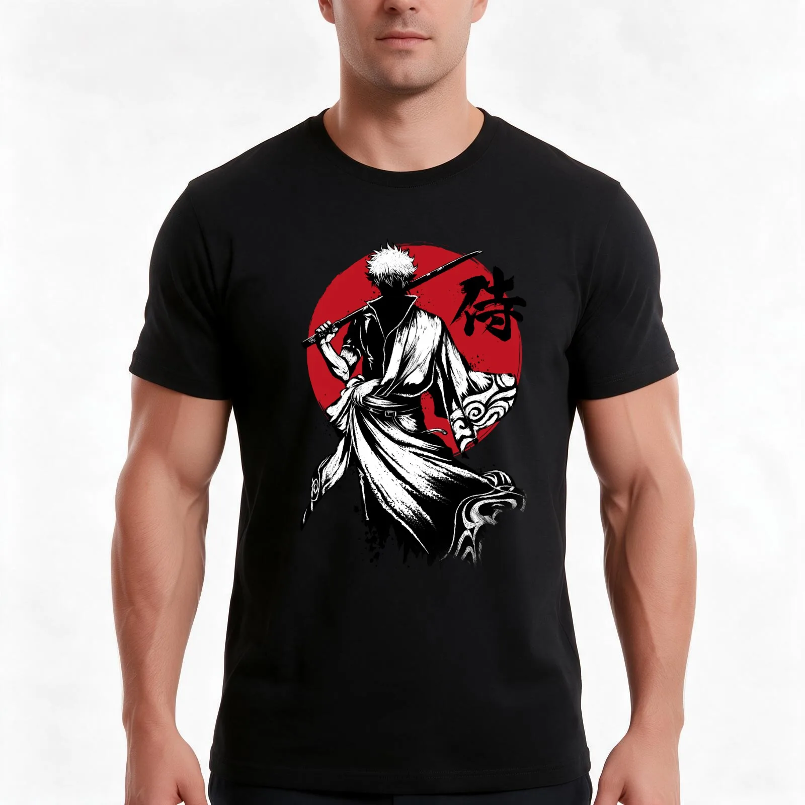 gintoki sumi-e T-Shirt Summer Casual Cotton Tee Oversized Streetwear Tops Vintage Graphic Print Loose Fit Short Sleeve