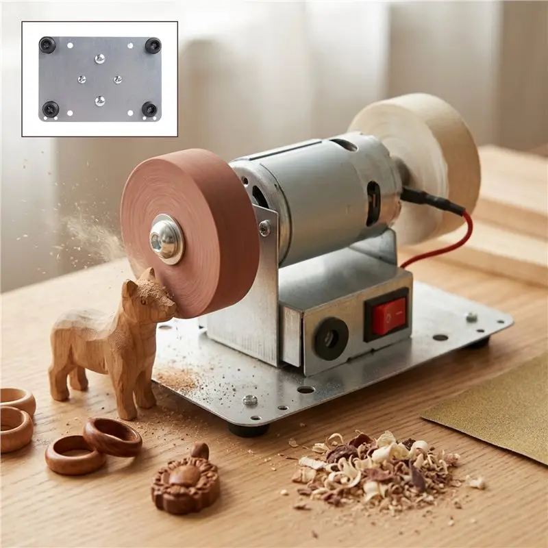 [NEWA76K!】 Mini Electric Bench Grinder Mini Bench Grinder Small Polishing Machine Variable Rotation Regulation US Plug