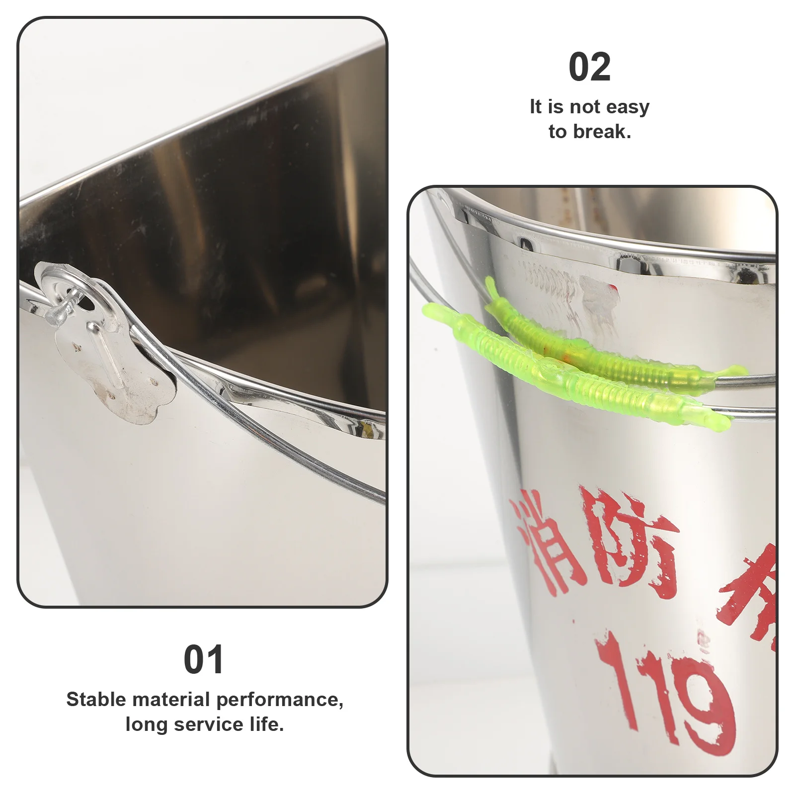 

1pcs Stainless Steel Semi Circular Sand Bucket Emergency Fire Bucket For Home Fireplace Durable Heat Resistant Double Insulated