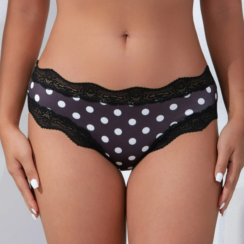 

Japanese Style Women's Triangle Panties Polka Dot Low Waist Lace Comfortable Breathable Women Sexy Sweet Ladies Briefs New