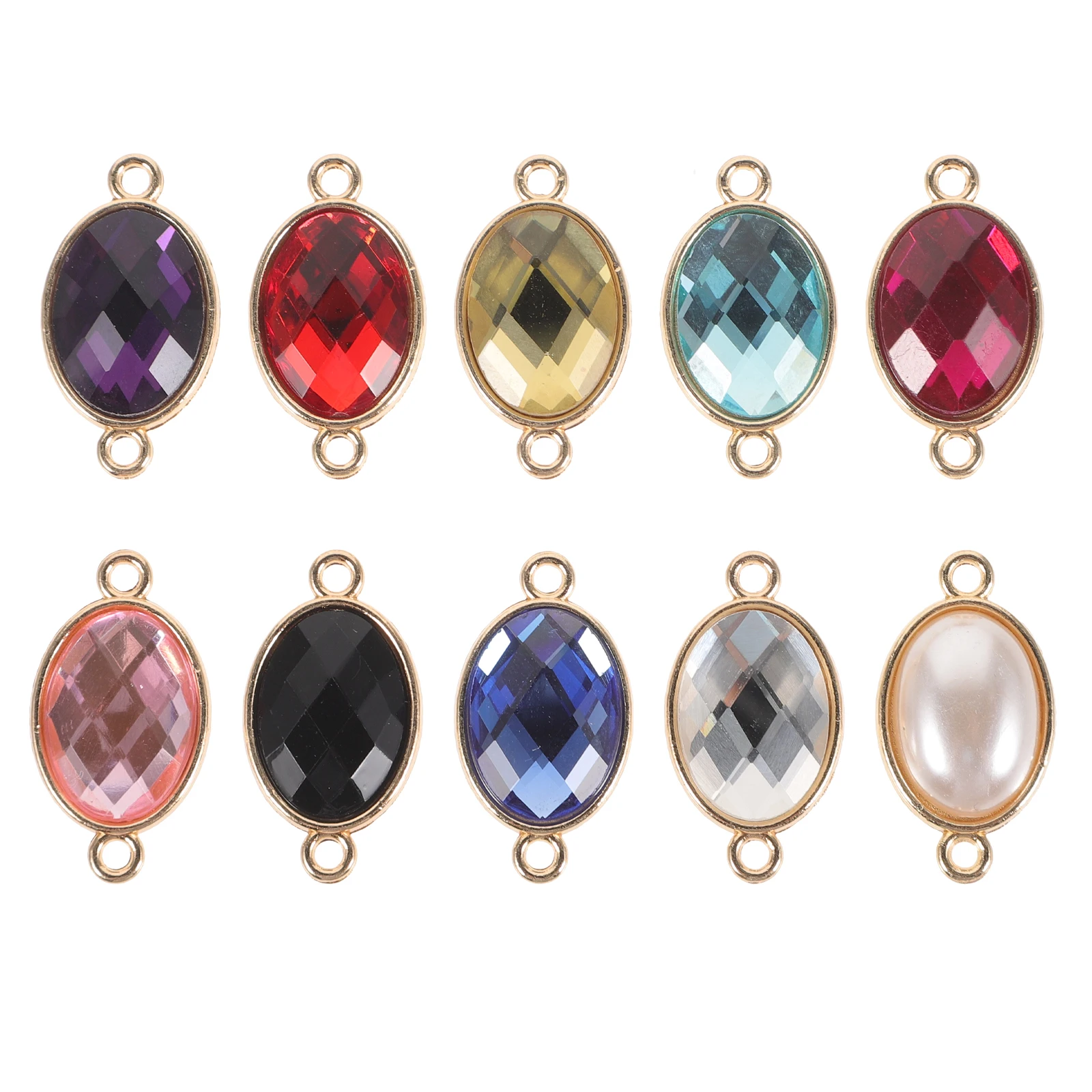 

10pcs Cat's Eye Pendant Jewelry Making Charms Oval Shape Connector Pearl Necklace Bracelet Supplies White Red Black