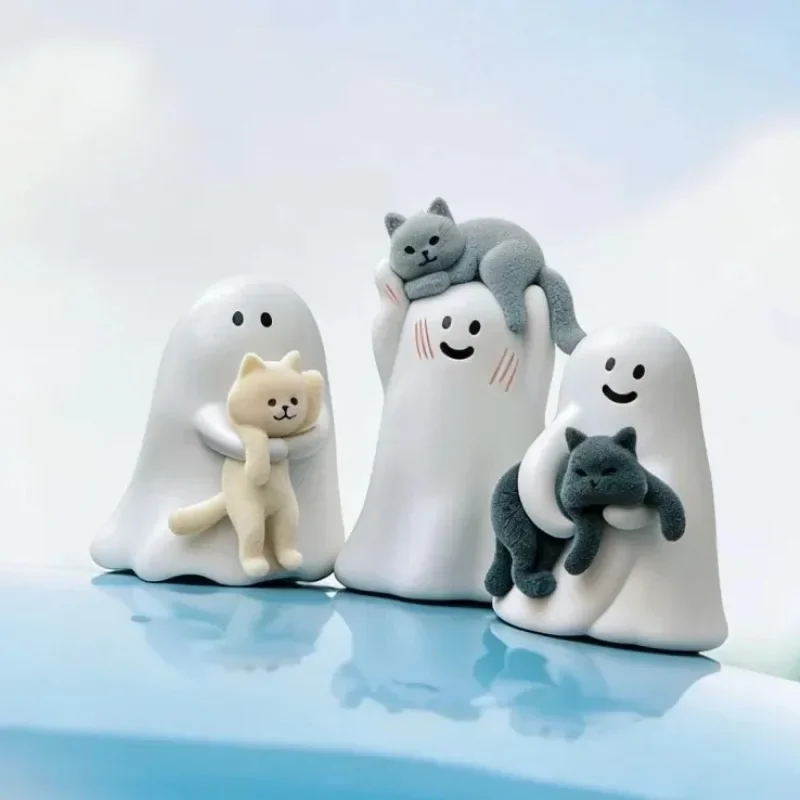 Moule en silicone Halloween fantôme effrayant câlinant un chaton, moule DIY pour bougies d'aromathérapie, plâtre, savon, résine époxy, ornement