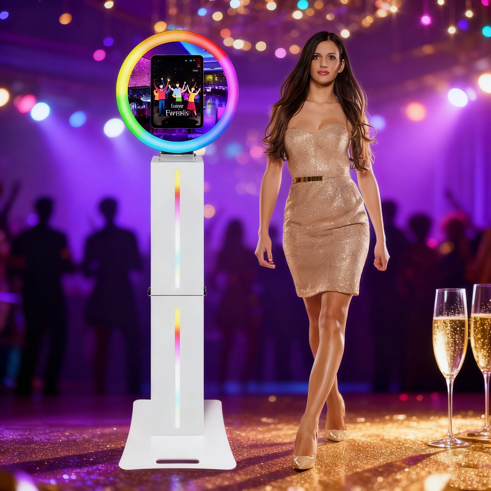 آلة كشك الصور لجهاز ipad 12.9 بوصة 3/4/5/6th لحفلات الزفاف وأعياد الميلاد مع أضواء LED صندوق الطيران كشك الصور Mariage #1