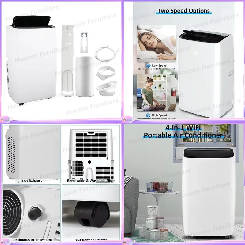 12000BTU Portable Air Conditioner Smart WiFi AC Unit Heating Cooling UVC Sterilization High Efficiency Mobile AC for Home