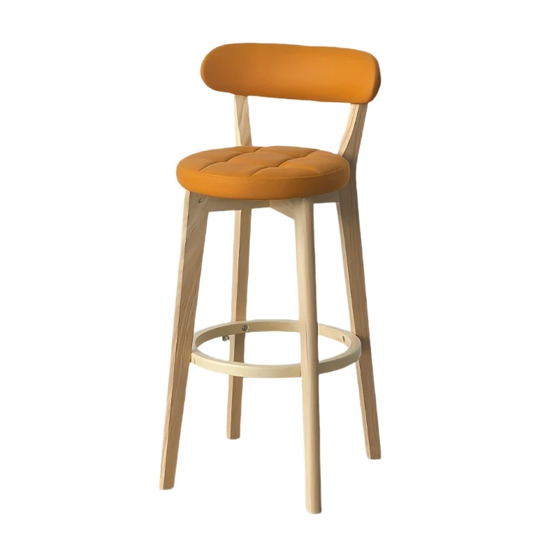 

Bar stools, modern minimalist solid wood high stools, home Nordic light luxury bar tables and chairs, backrests