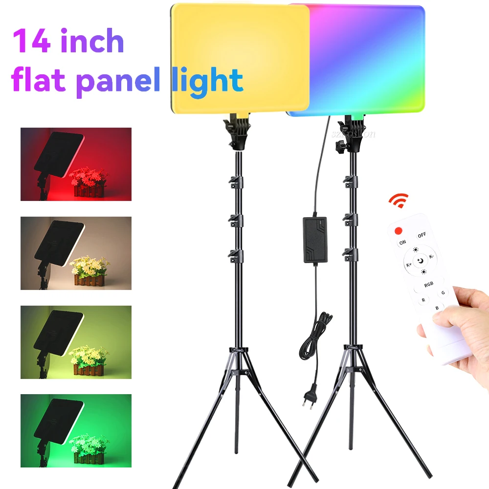 50W RGB LED Video Light Dimmable Panel Lighting Kit Camera Photo Lamp DSLR Fill Light for Tiktok Studio Shooting Live Streaming