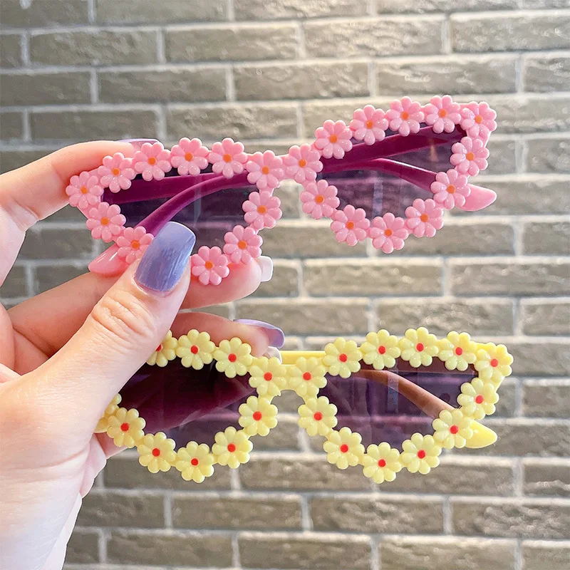 2023 Newest Children Colors Round Flower Cat Eye Shape Sunglasses Vintage Girls Boys UV400 Outdoor Kids Polarized Sun Glasses