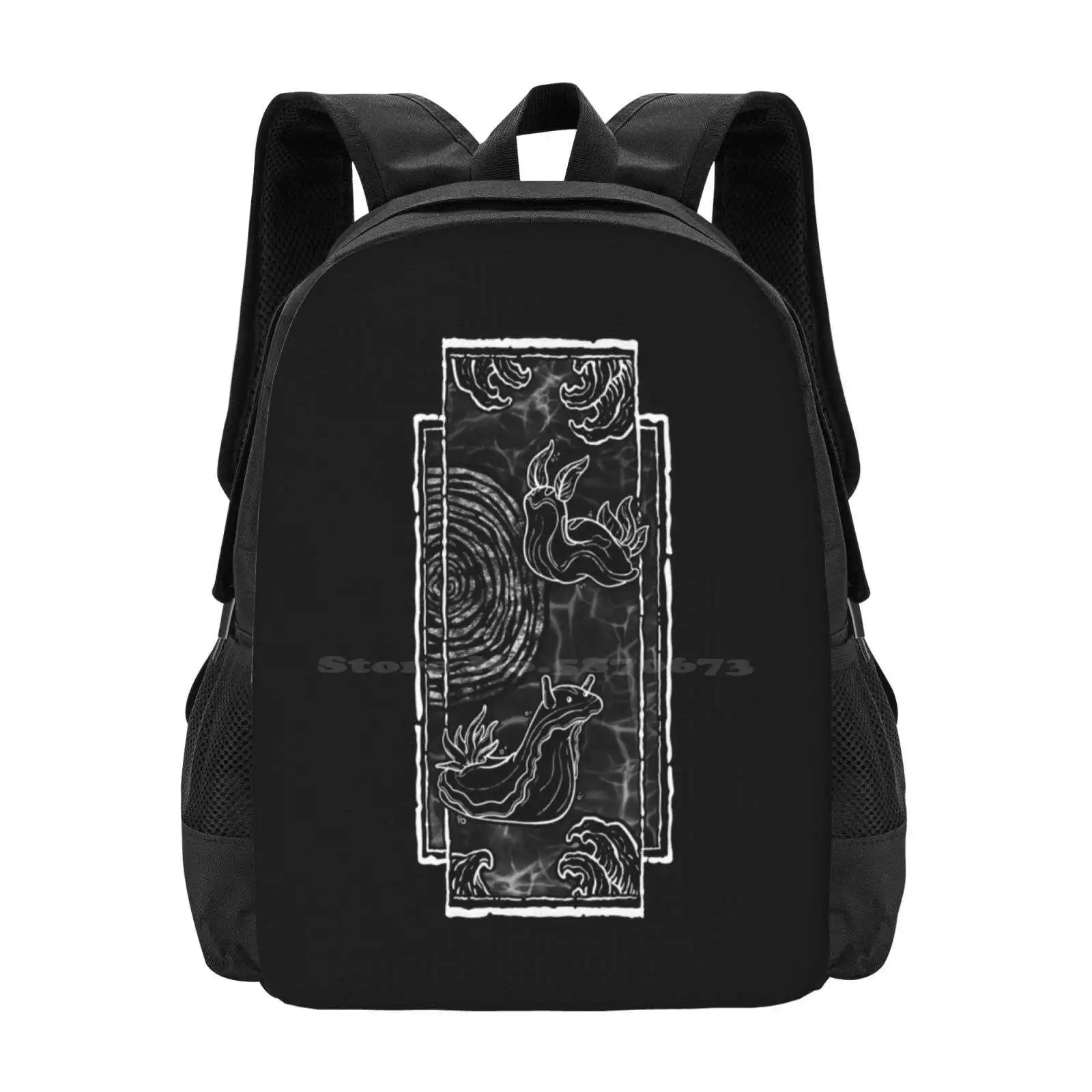 

Nudibranch - White Outline Hot Sale Schoolbag Backpack Fashion Bags Grunge Tattoo Black And Grey Detail Aesthetic Astrology