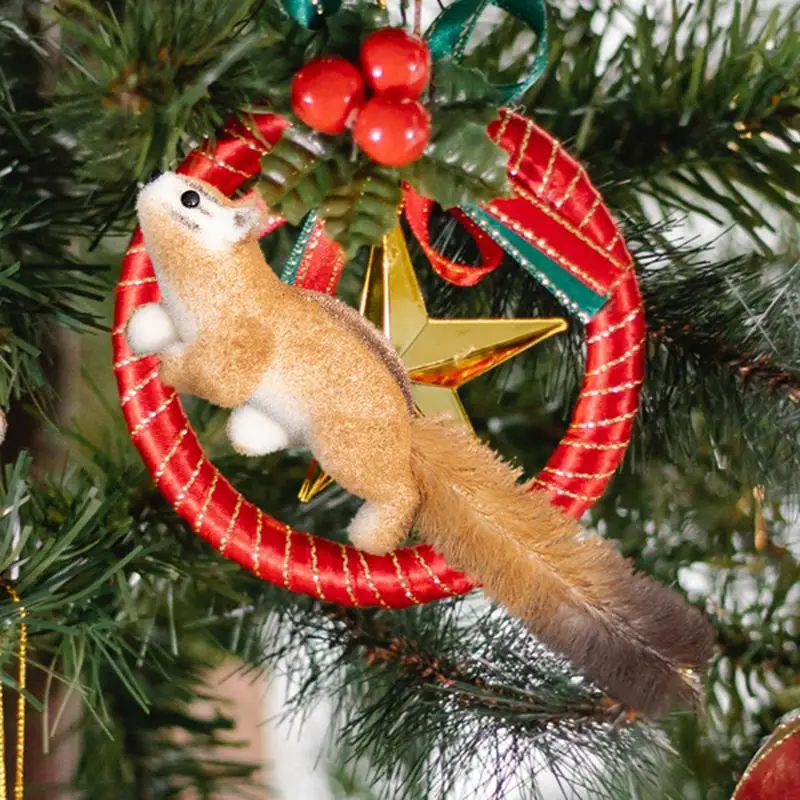 Creative squirrel Garden decoration Home outdoor accessories Simulated animal Wool Felt ornaments fairy garden Hangings Ornament