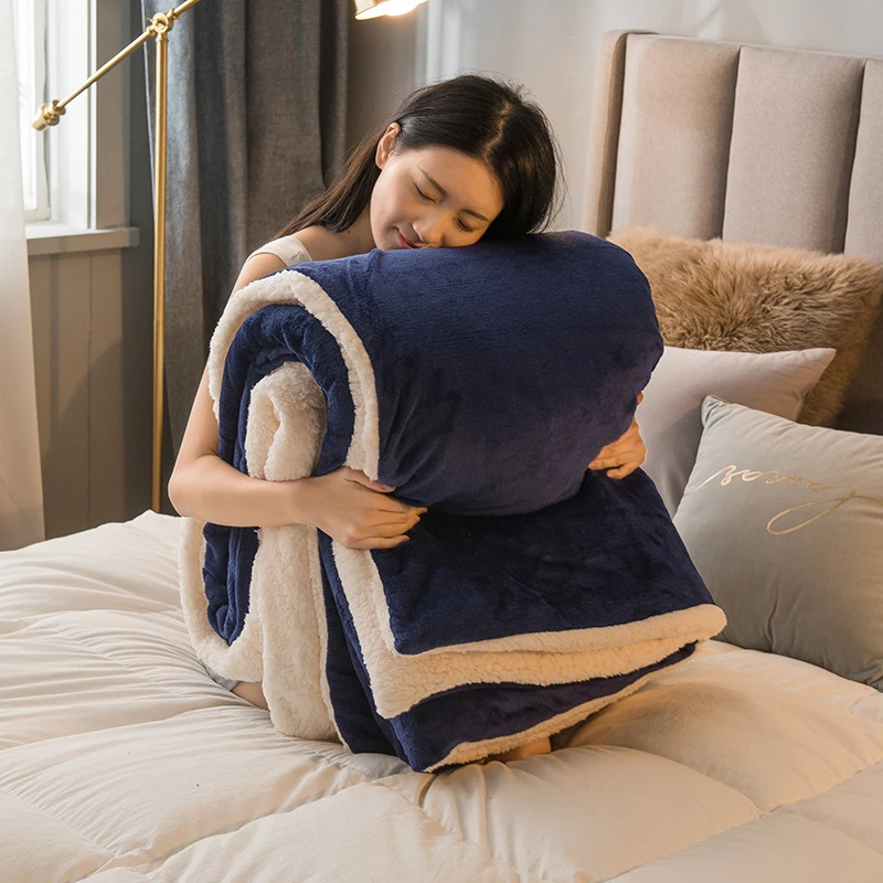 2 In 1 Multi Functional Duvet Cover Blanket Double Sided Flannel Sherpa Fleece Warm Soft Throw Blanket For Bed Sofa Travel