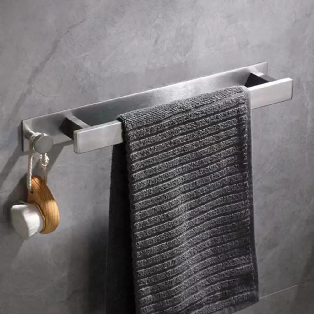 Towel Rack Punch-free Bath Ball And Brush Holder pace-saving Stainless Steel Towel Holder with Hook Bathroom Towel Rack Kitchen