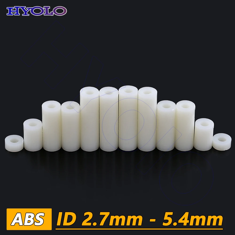2.7mm - 5.4mm ABS Isolation Column Insulation Post Straight Nylon Sleeve Round Hole Washer Plastic Pillar Spacer