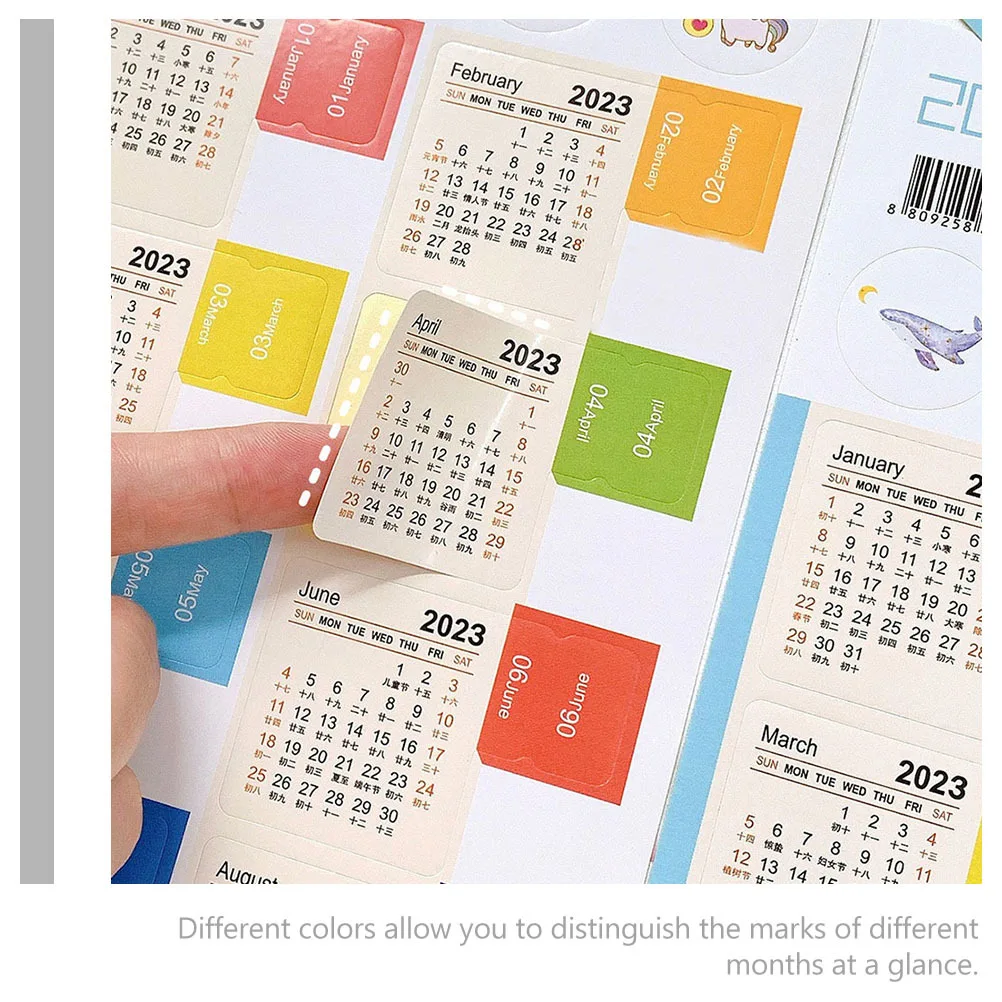 16 Sheets Calendar Index Stickers Portable Multi-Function Planner Tabs Household Book Tabs Adhesive Calendar Organizer Stickers