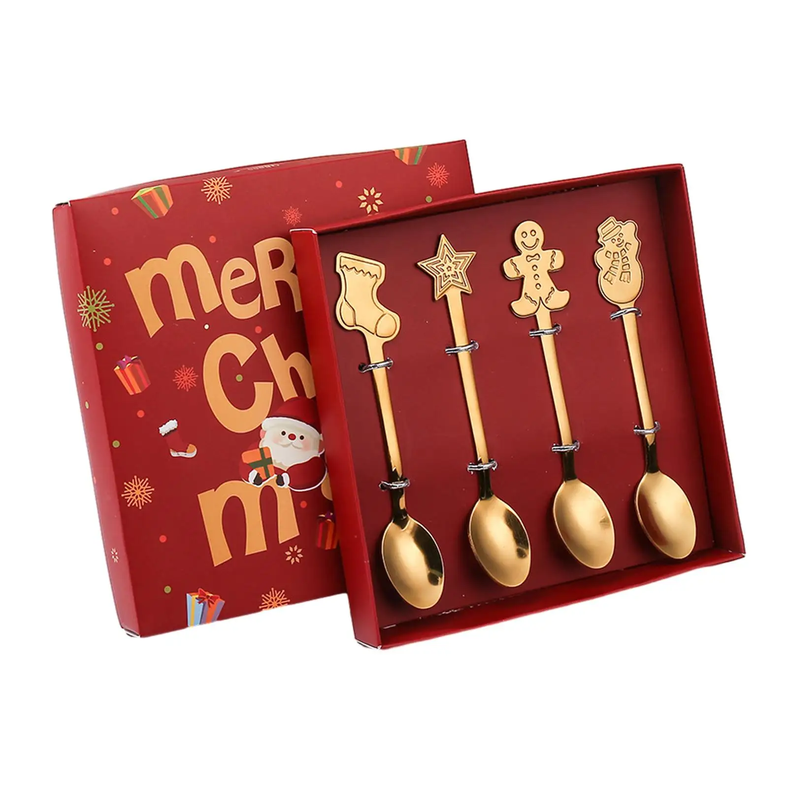 Xmas Flatware with Gift Box Utensils Reusable Multipurpose Christmas Spoons Set for Wedding Daily Use Restaurant Party Holiday
