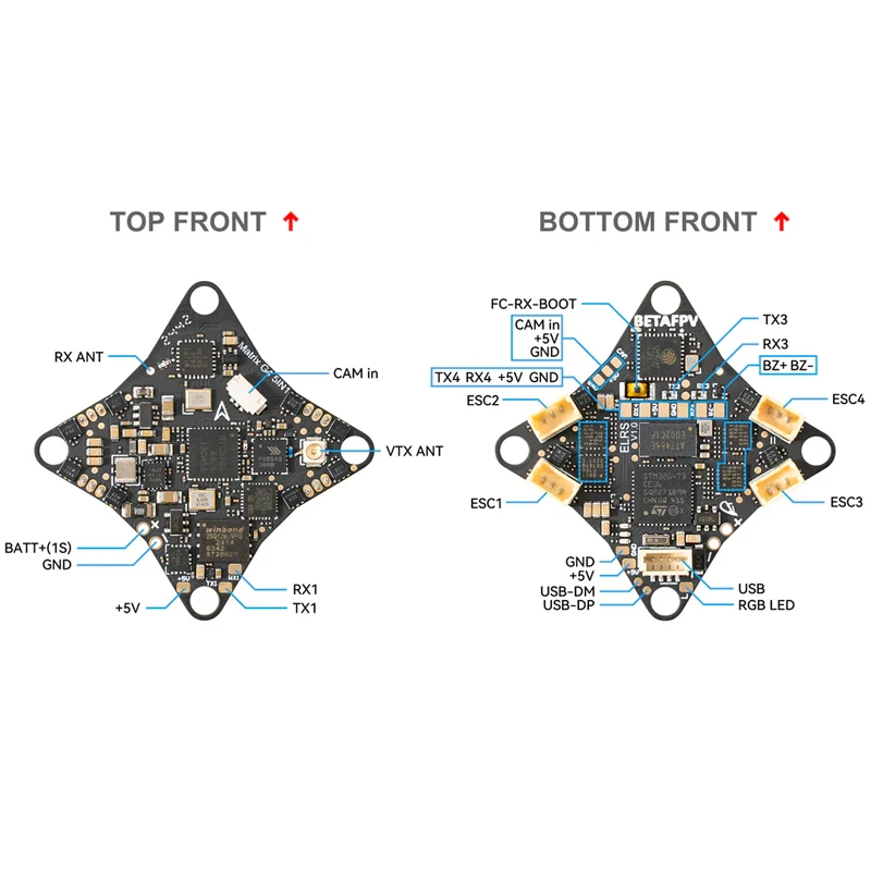 BETAFPV Matrix 1S 5IN1 AIO FC คอนโทรลเลอร์บินแบบไร้แปรงถ่าน 2.4G ELRS 400mW VTX สำหรับ Meteor75 Pro Whoop Quadcopter แข่งและฟรีสไตล์