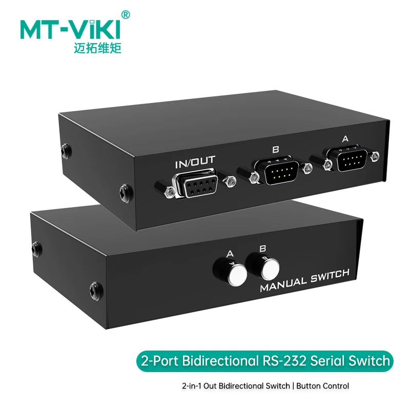 

MT-VIKI DB9 RS232 Переключатель COM Последовательный порт Устройство соответствия консоли Контроллер выбора общего доступа принтера 2 входа 1 выход MT-232-2