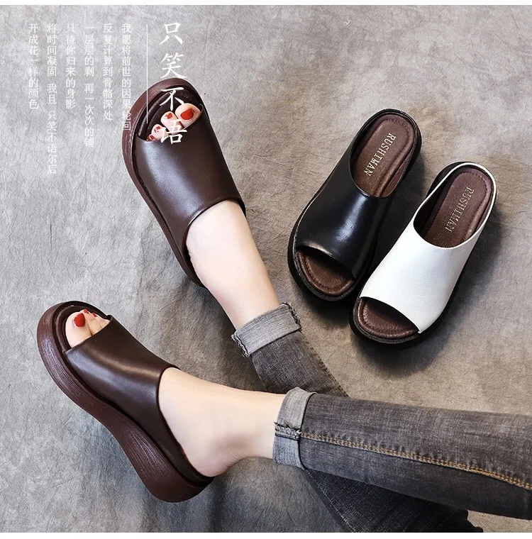 Women Sandals Fashion Wedges Platform Shoes Female Slides Slippers Breathable pu Lightweight Ladies Footwear Large size35-42