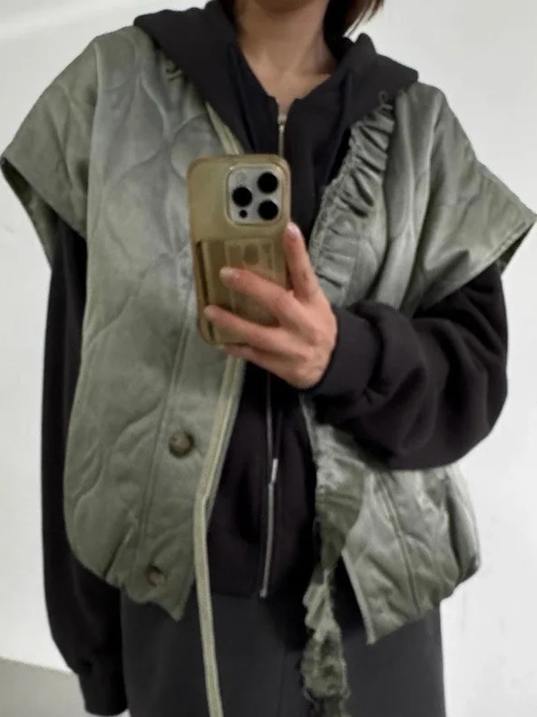 

Faionable Loose Cotton Vest Women's 2025 Early Autumn New Sle Versatile Cotton Jaet Trendy Outerwear for Ladies