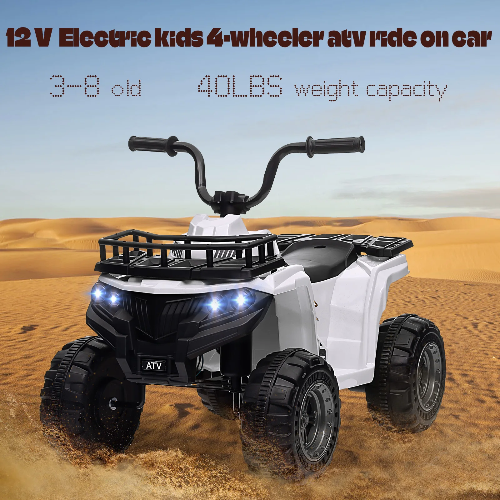 Kids ATV 4 Wheeler 12V Rechargeable Battery Ride On Car for Ages 2-6 Years ASTM/CPSIA Certified Ergonomic Seat & Safe Materials