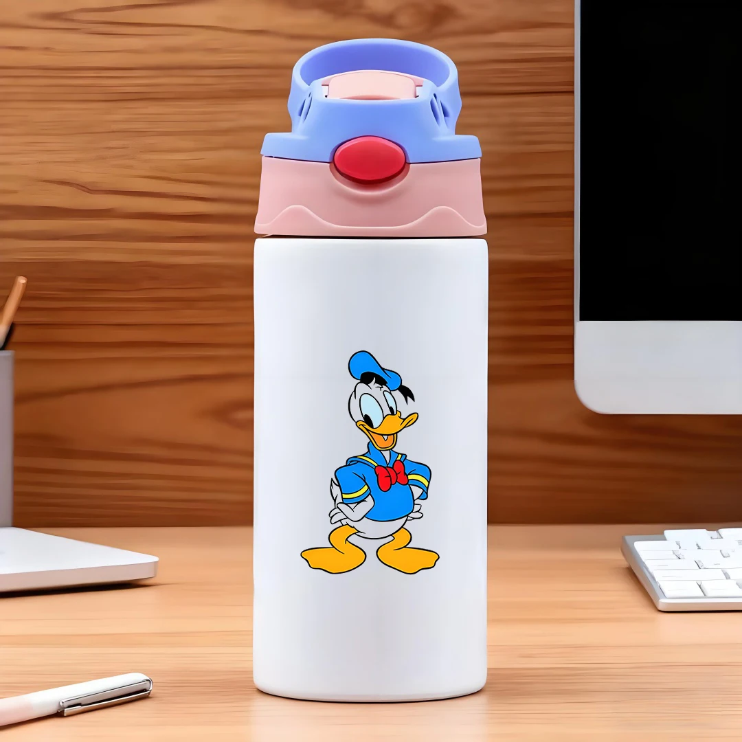 

Disney classic cartoon Donald Duck 304 stainless steel cartoon straw cup children's water bottle New Year gift
