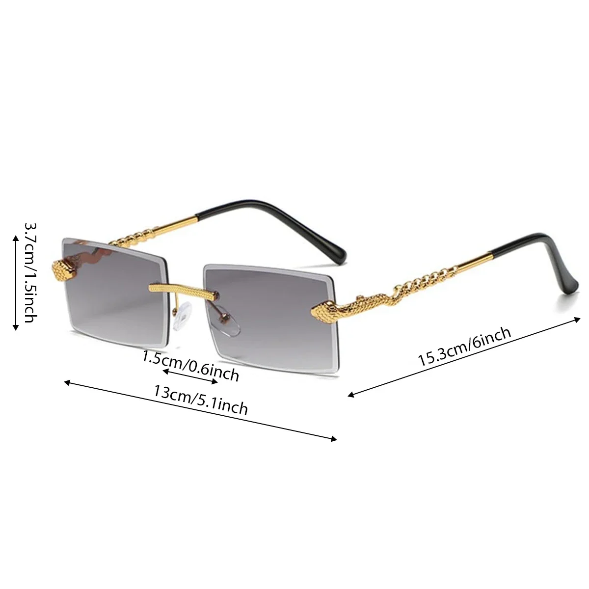 Rimless Rectangular Sunglasses Men Fashion Vintage Twisted Snake Leg Gradient Shades Women Luxury Brand Design Eyewear