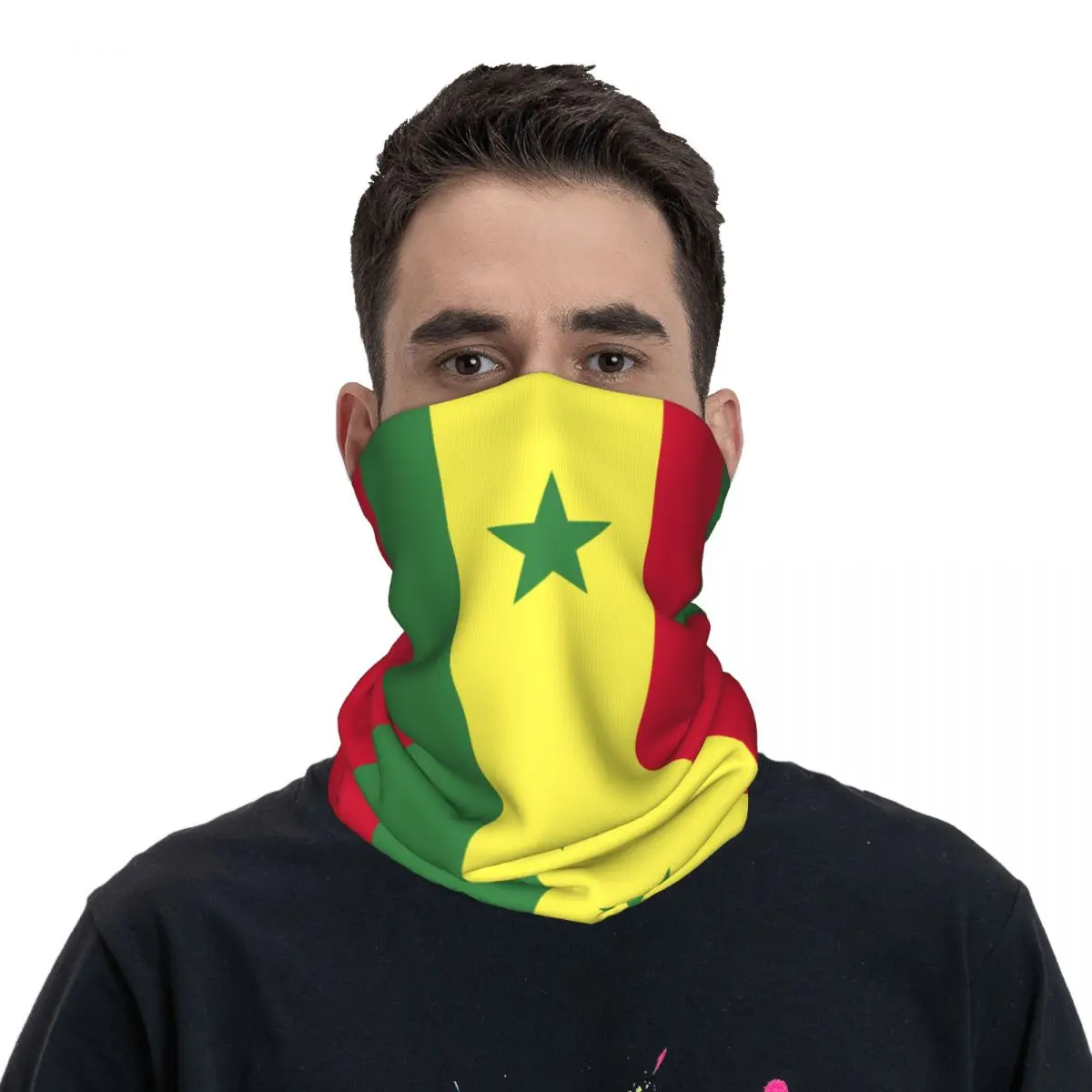 

Senegal Flag Mask Scarf Neck Indian Motorbike Bandana Multifunctional Riding Balaclava Breathable