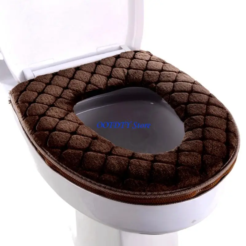 367A Toilet Mat Toilet Cover Pad with Zipper Toilet Cushion Warmer Washable