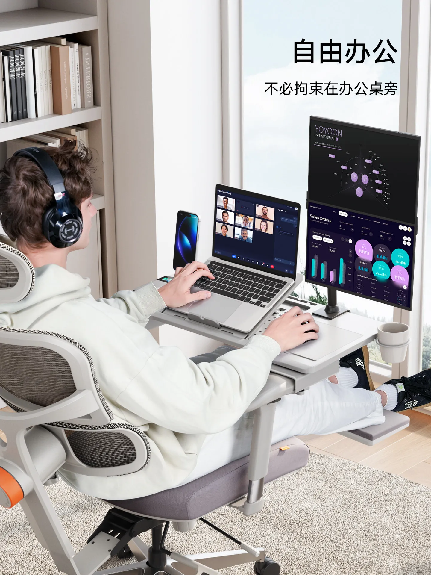 Ergonomic Chair,Matage Universal Chair Armrest Installation Small Table Board Mobile Office Desk Computer Desk Ergonomic Chair A