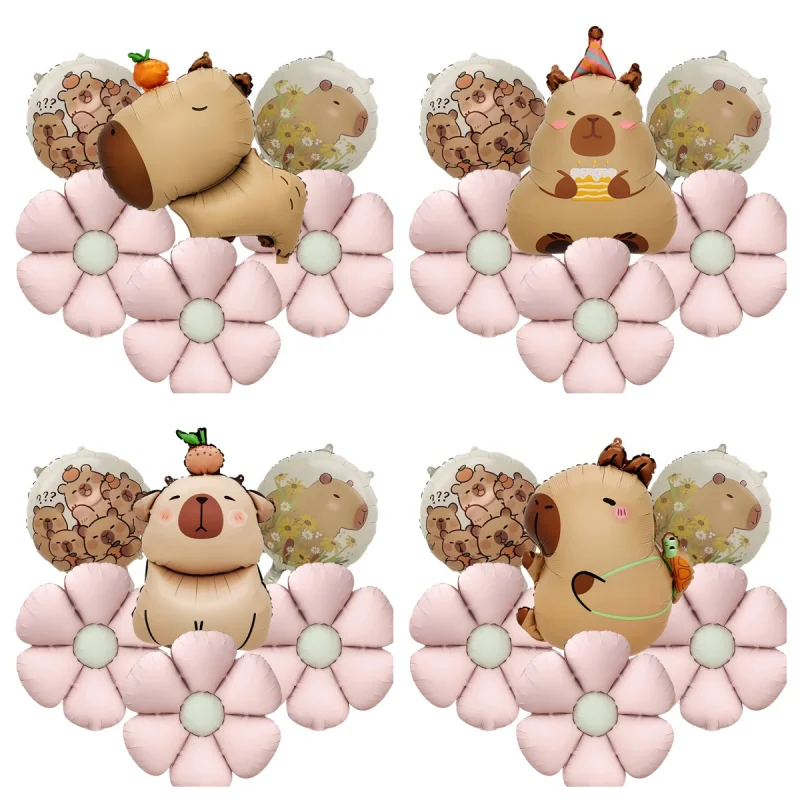 6 قطعة الكرتون الحيوان كابيبارا ديزي الألومنيوم احباط بالون مجموعة الطفل حفلة عيد ميلاد الديكور احباط بالون استحمام الطفل هدية المورد