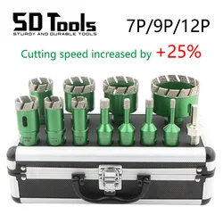 4/7/912Pcs Diamond Dry Drill Bits Hole Saw Kit For Ceramic Tile Granite Marble M14 Thread Cyclone Type Masonry Hole Opener Tools