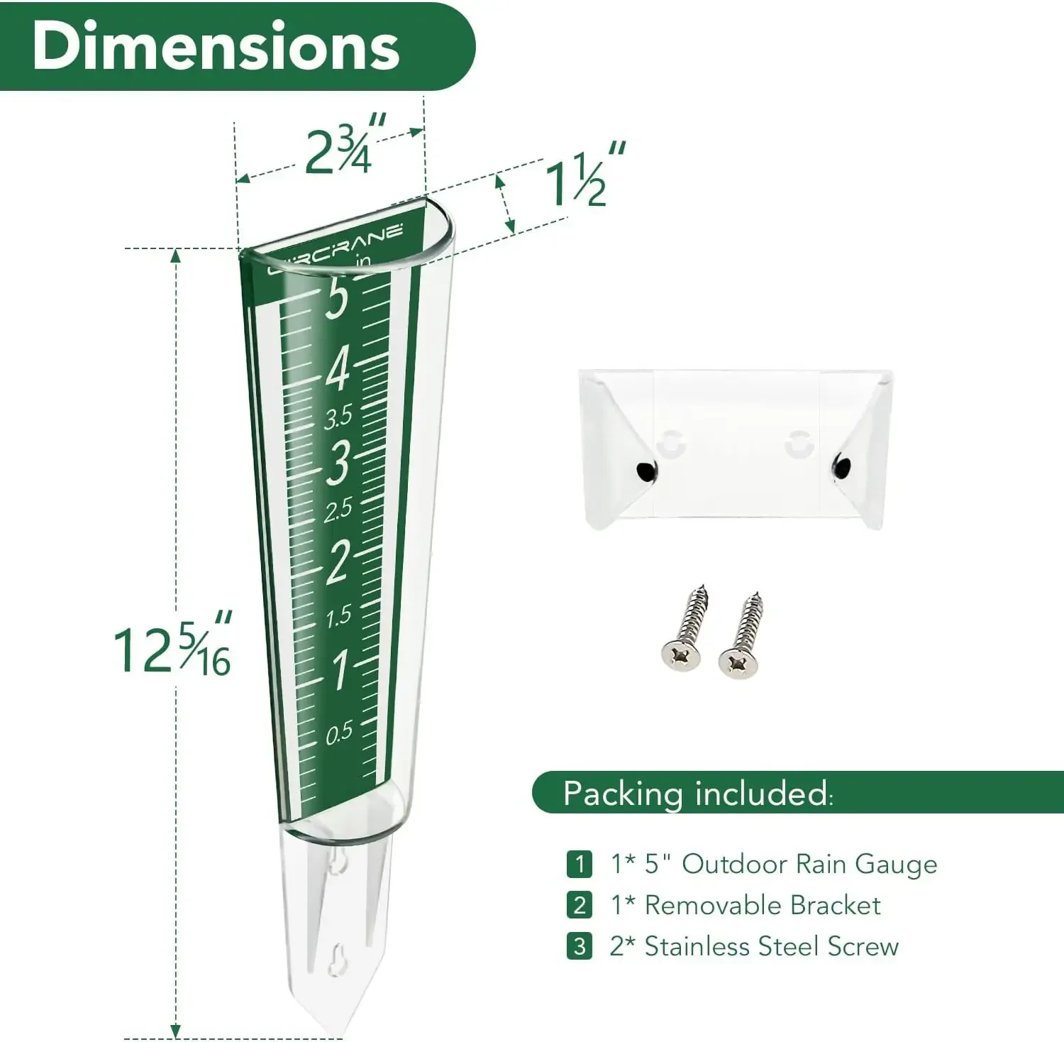 5-Inch Garden Rain Gauge Rain Gauge Outdoor Rain Gauge Garden Rain Magnifying Scale and Numbers Design for Easy Read