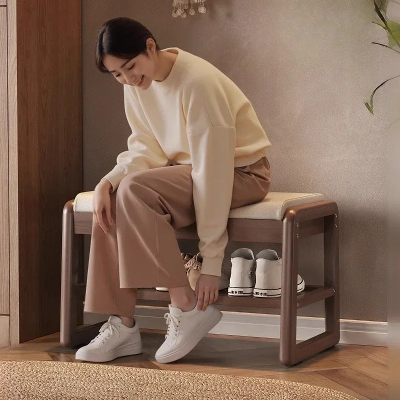 New model Household GoodsSolid Wood Shoe Changing Stool Household Door Small Apartment Door Storage Shoe Stool
