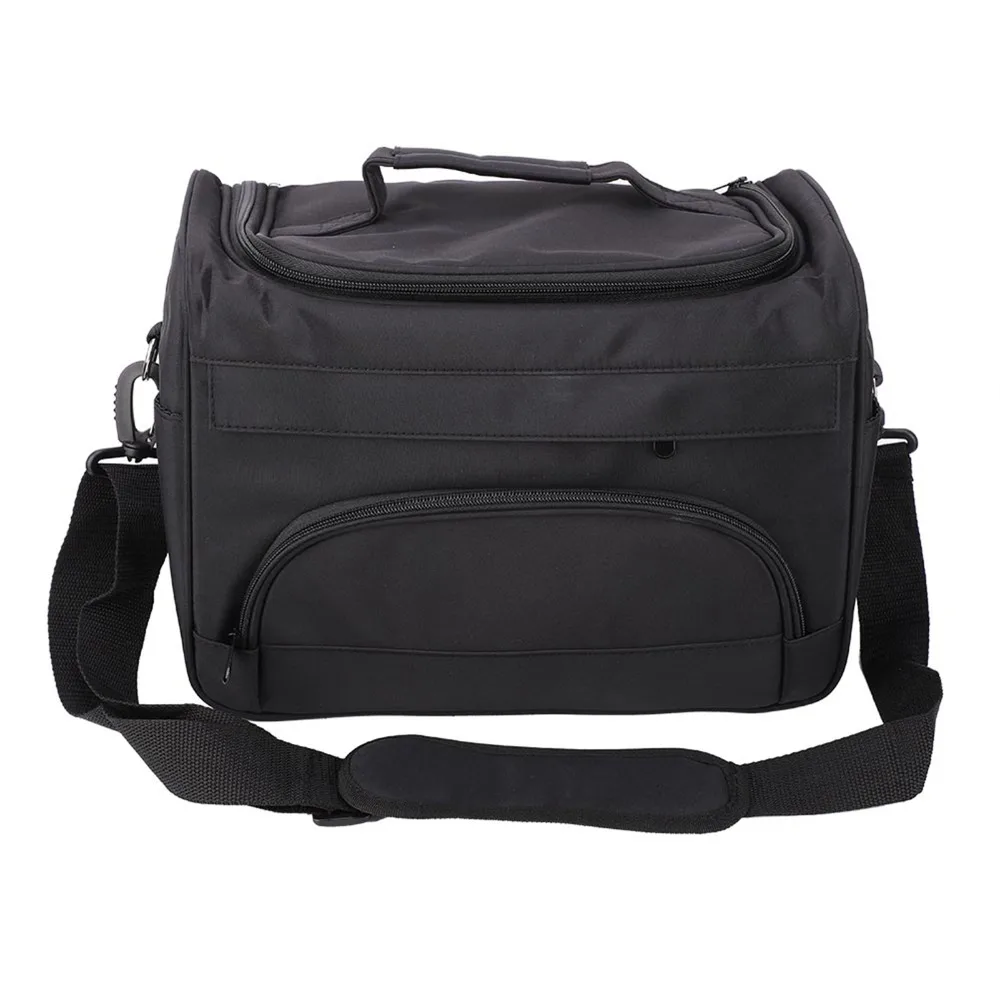 Large Capacity Makeup Artist Bag Shoulder Strap Portable Cosmetic Storage Case Black Oxford Cloth Tattoo Tool Organizer