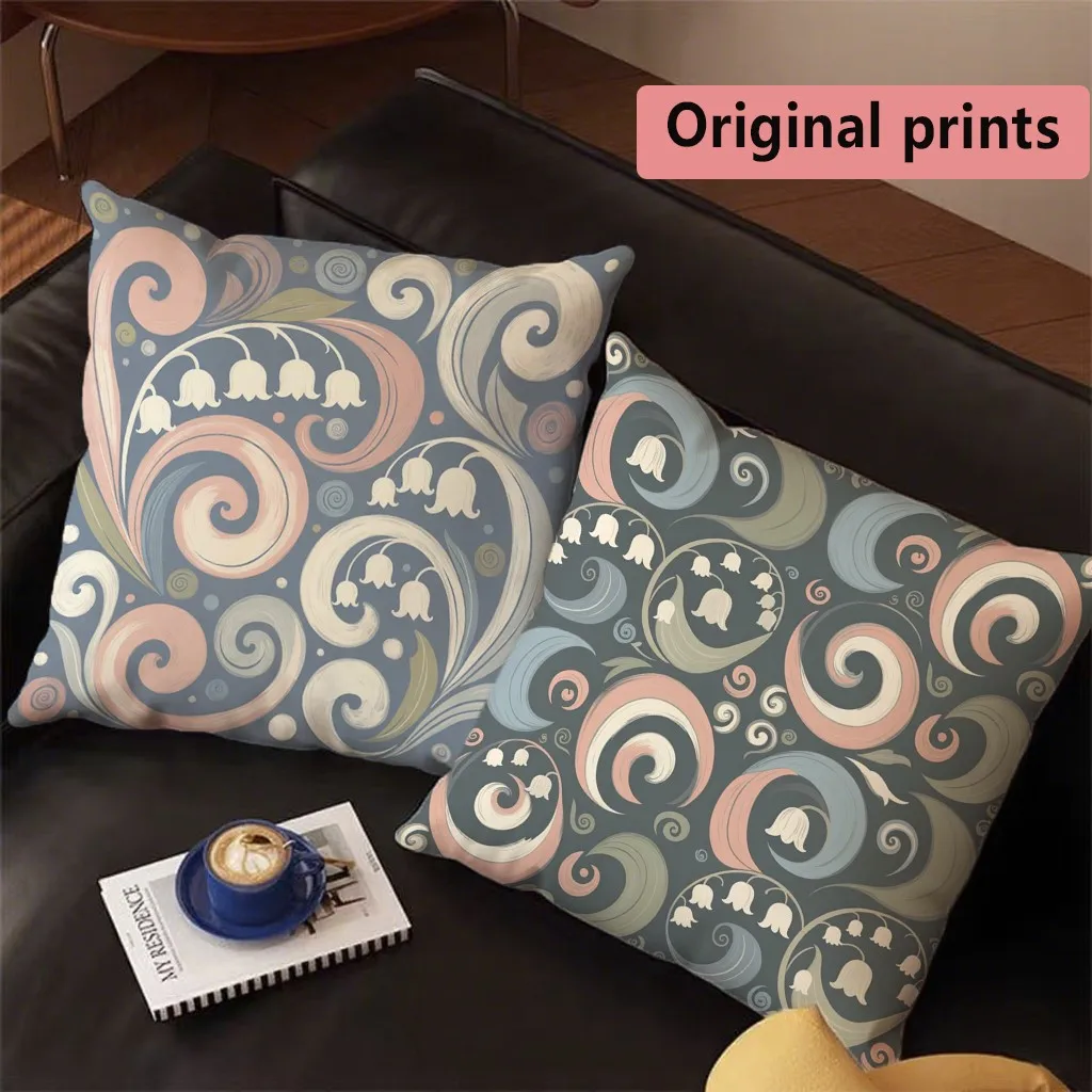Lily Of The Valley Swirl Throw Pillow Covers Pattern Cushion Cover Suitable for Sofa Bedroom Car Pillow Cover