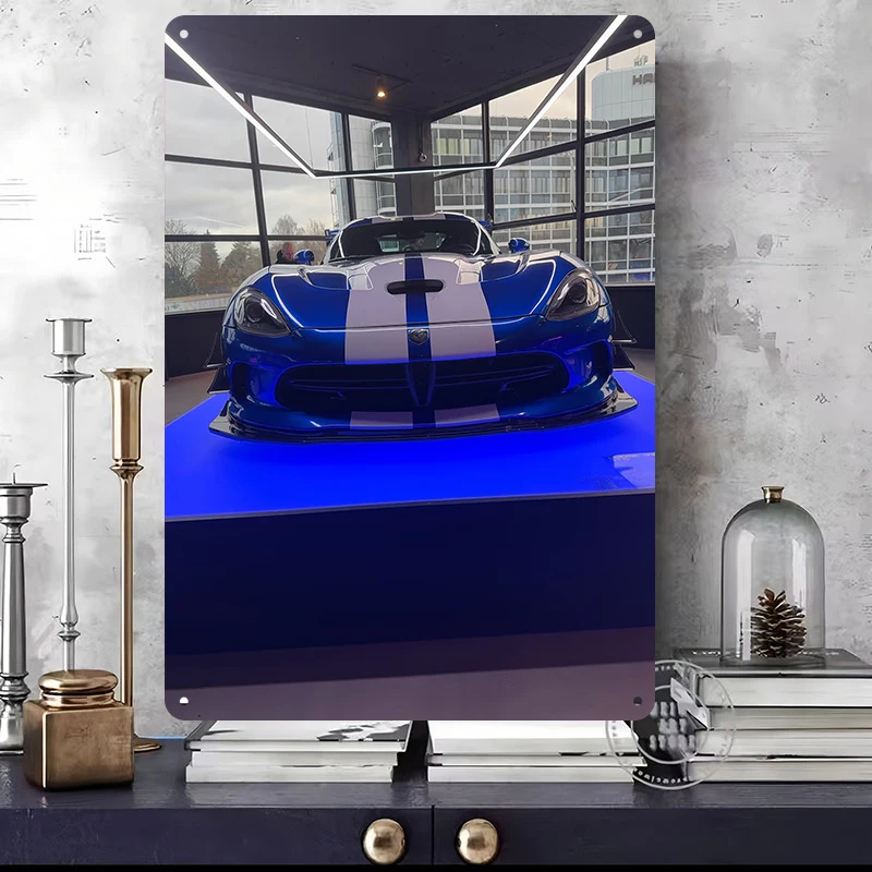 Challenger Viper Car Posters 3D Textured Vintage Metal Tin Sign Personalized Retro Wall Art for Man Cave Room Setup Decorations