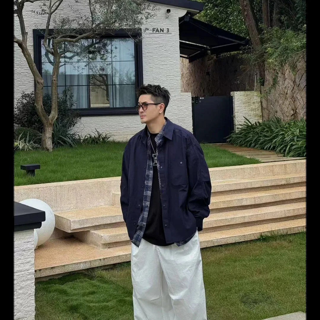 

Men's Coat Autumn Winter Jacket Fake Two Piece Cardigan Design Loose Versatile Casual Jacket Outerwear