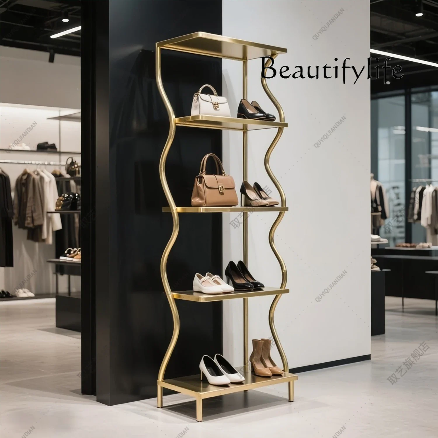 BX Storage Display Rack, Window Stainless Steel Rack, Multi-layer Storage Rack, Shoe Boutique Product Display Designer Model