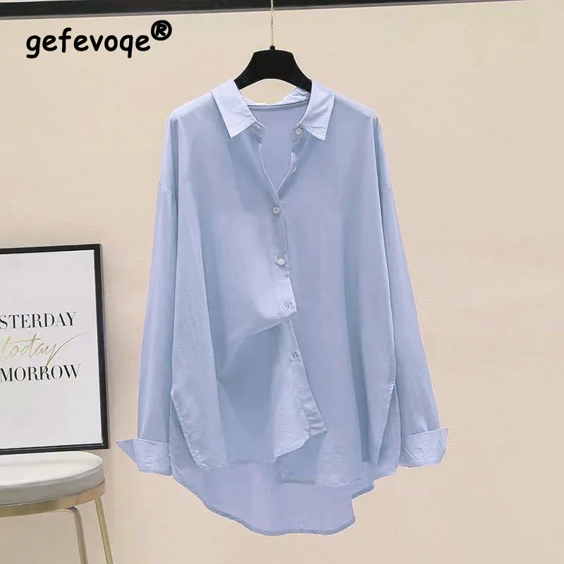 2023 Autumn Women\'s Wear Tencel Cotton Loose Relaxed Sunscreen Shirt Korean Edition Solid Color Versatile Drop Long Sleeve Top